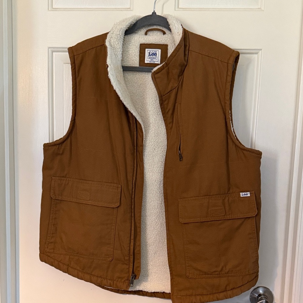 Lee Brown and Cream Sherpa Vest